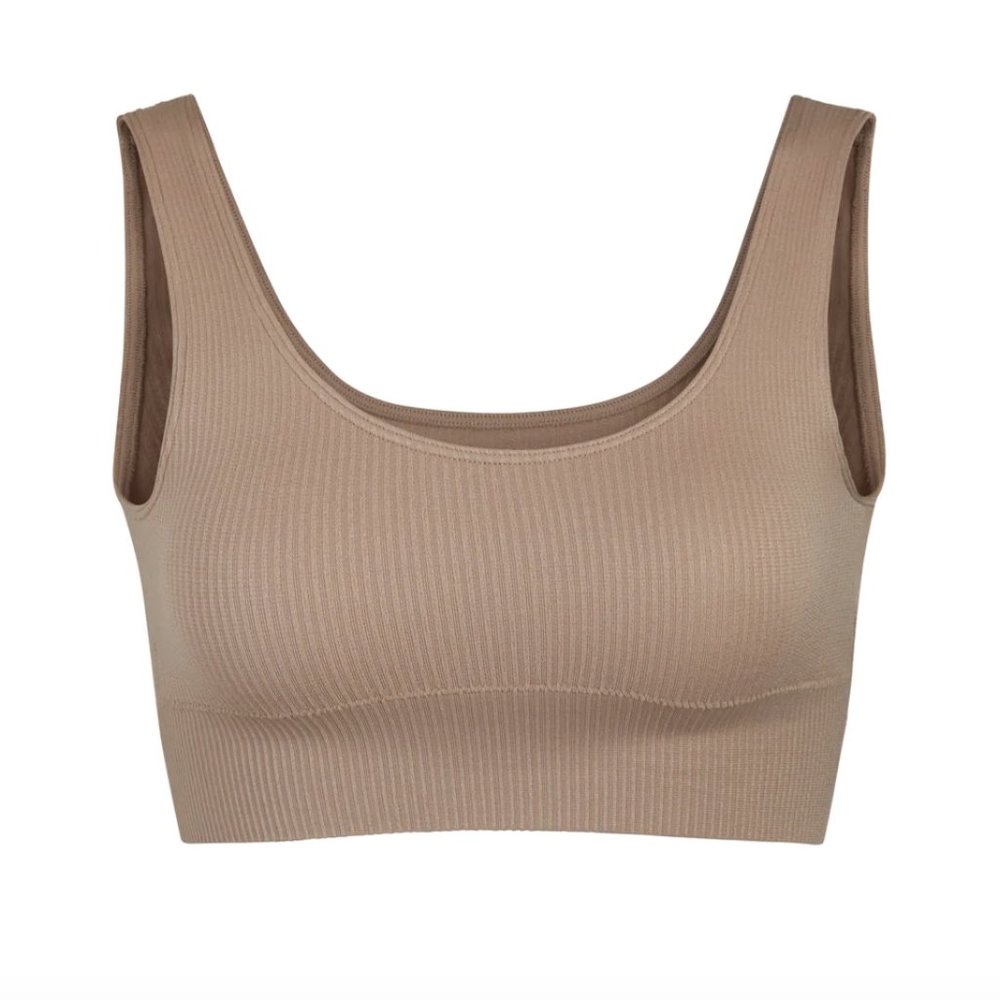 SKIMS STRETCH RIB SCOOP BRALETTE DESERT S/M